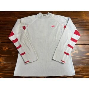Fox Sweater, Men's Size Medium, Gray Red, Pullover, Mock Neck
